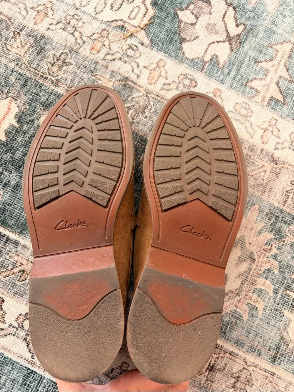 Clarks Men’s Suede Penny Loafers in Camel Brown